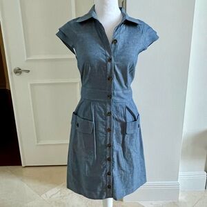 Phoebe Couture Blue Jean Button Stitch Detail Mini Dress